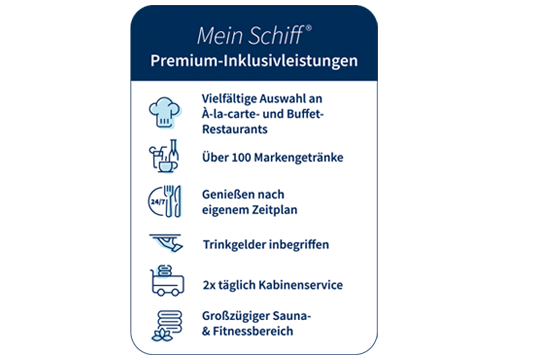 Mein Schiff Premium Inklusivleistungen